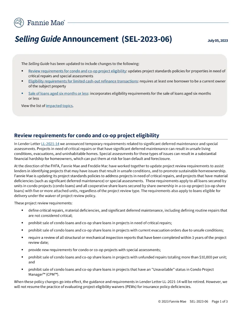 Freddie Mac Requirements Bulletin 2023-15 thumbnail