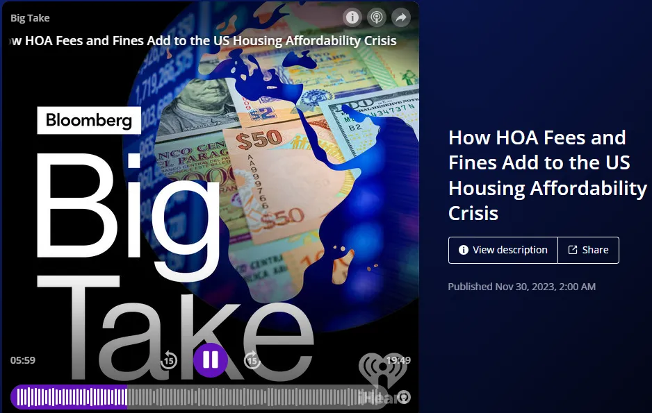LISTEN: Bloomberg Big Take: How HOA Fees and Fines Can Worsen Housing Affordability Crisis