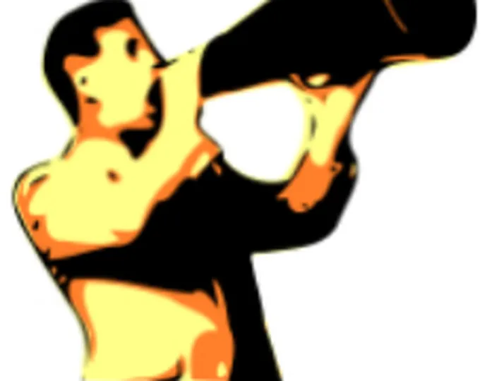 Person speaking through a megaphone