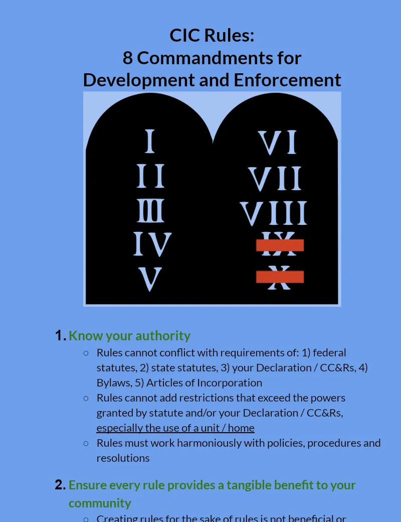 CIC Rules: The 10 Commandments preview